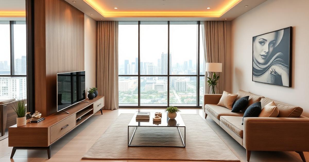 Modern furnished condo interior typical of Bangkok expat rental market in Thailand 2026