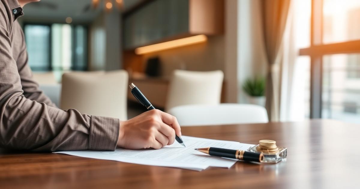 Tenant reviewing Thai rental lease agreement before signing in Bangkok